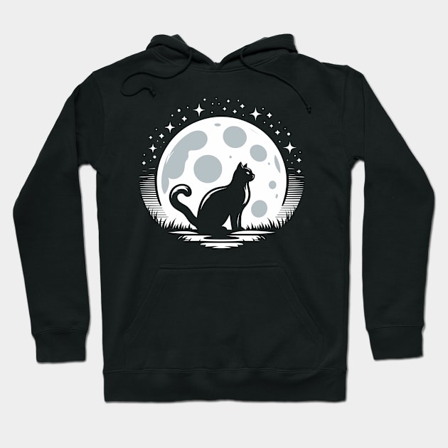 Cat and Moon Hoodie by ArtPixy